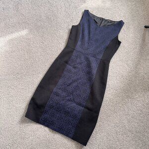 - Tahari Colorblock Sheath Sleeveless Dress Panelled Blue Black Office US 4